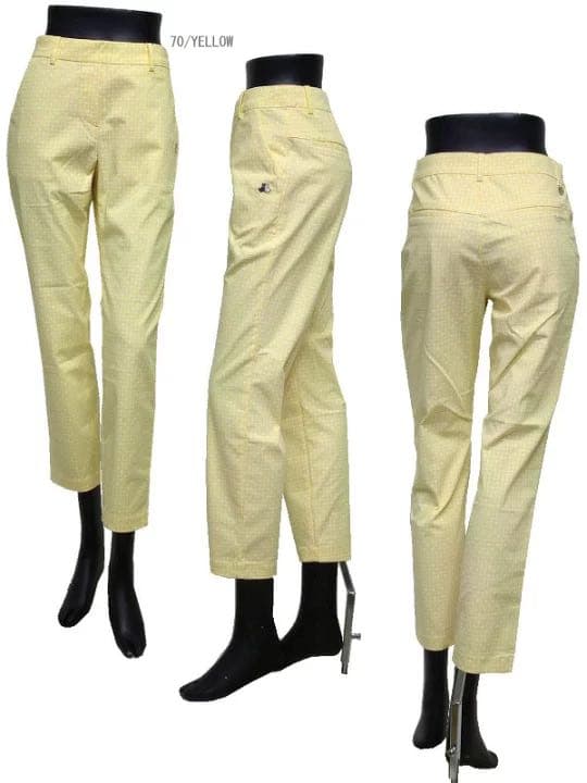 ブラック＆ホワイト　ブラック アンド ホワイト　幾何学柄 テーパード パンツ黄色