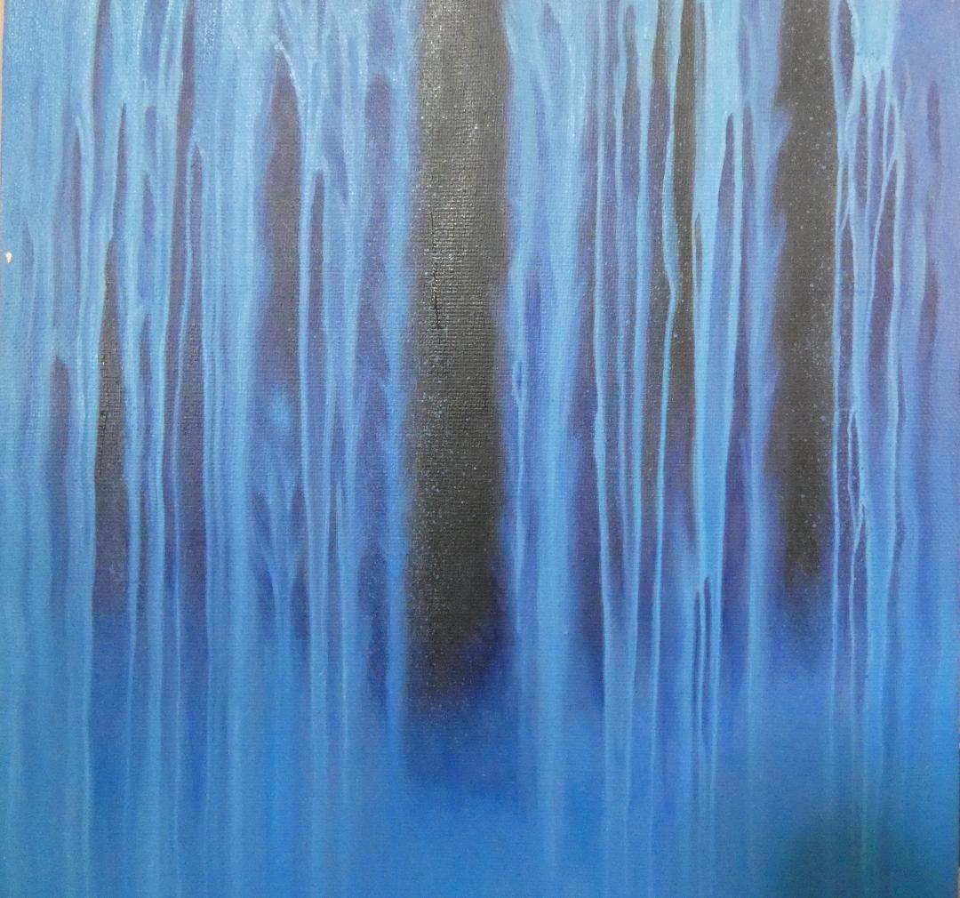 F6号　油絵　風景画　千住博　ウォーターフォール　額付き　手描き　肉筆