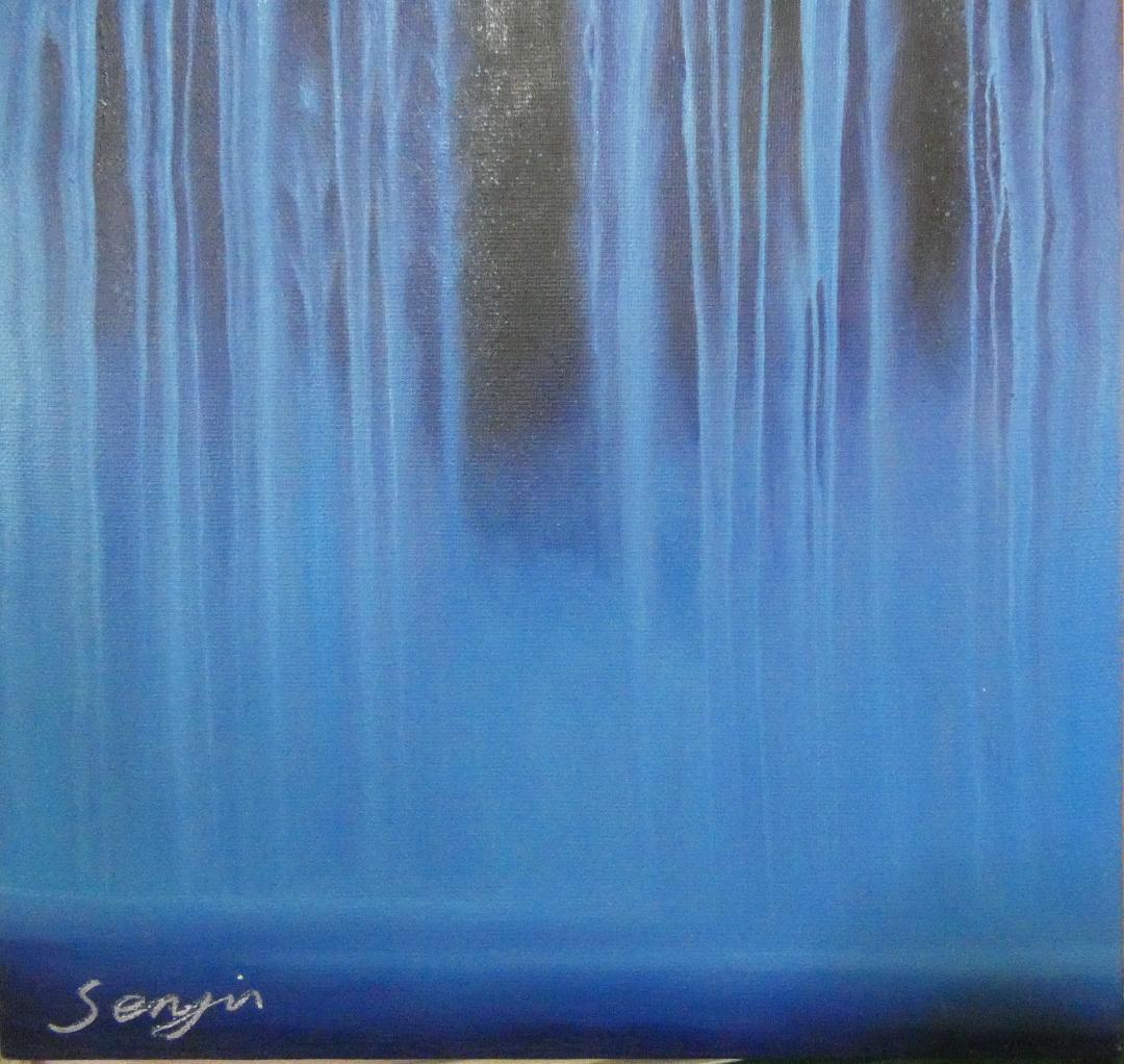 F6号　油絵　風景画　千住博　ウォーターフォール　額付き　手描き　肉筆