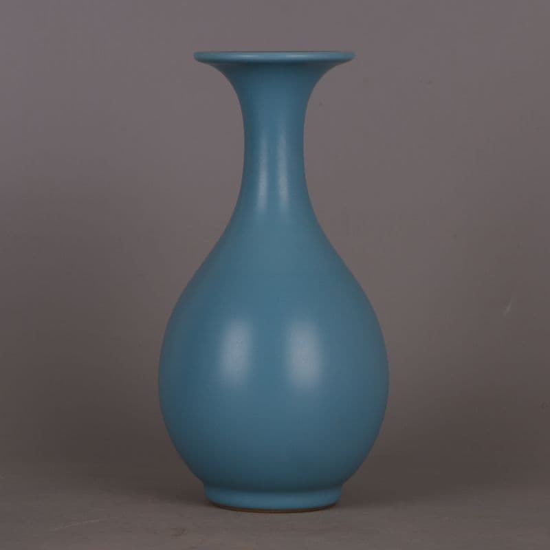 大清雍正天藍釉玉壺春瓶  景徳鎮 陶磁器 装飾品 工芸品 美術品 置物