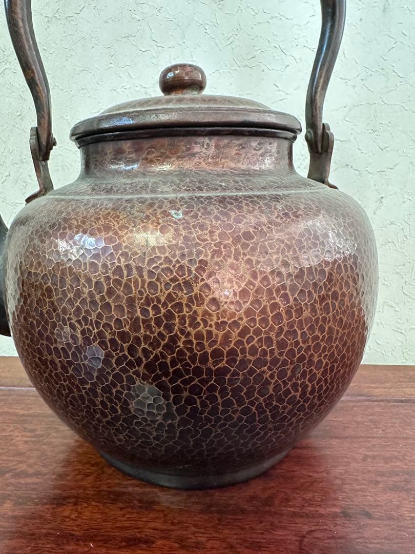 山川堂製　銅製　やかん　職人手作り　アンティーク銅本体は槌目して作られ　茶道