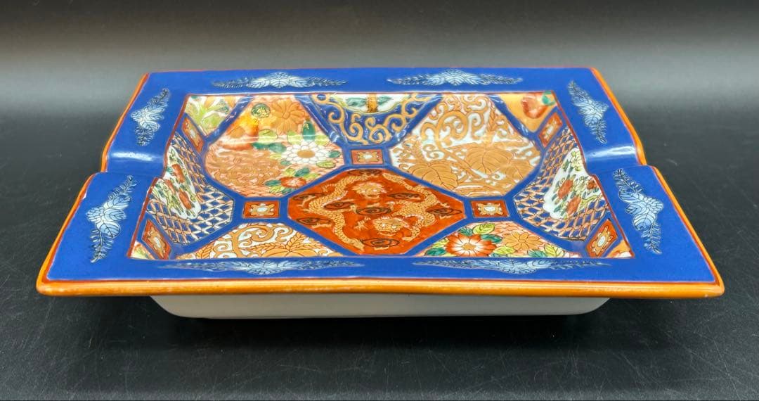 中国美術 有間居監製灰皿　龍 手描き　陶磁器　灰皿　アンティーク