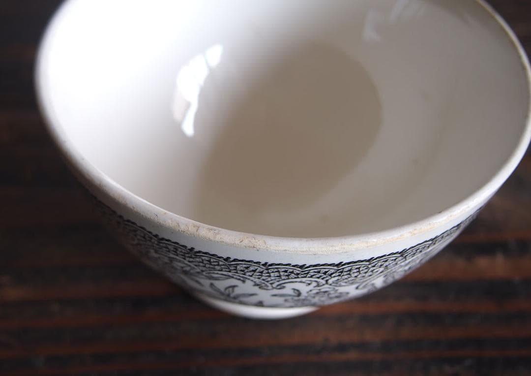 しろくま___グリザイユ カフェオレボウル トランスファーウエア/K275