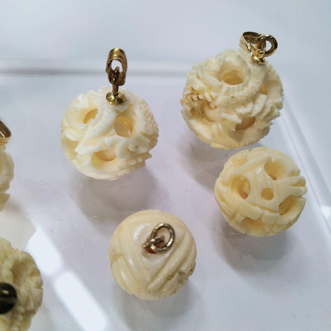 Y1253-1 高級彫刻 天球 ペンダントトップ 10点 総重量28.9ｇ