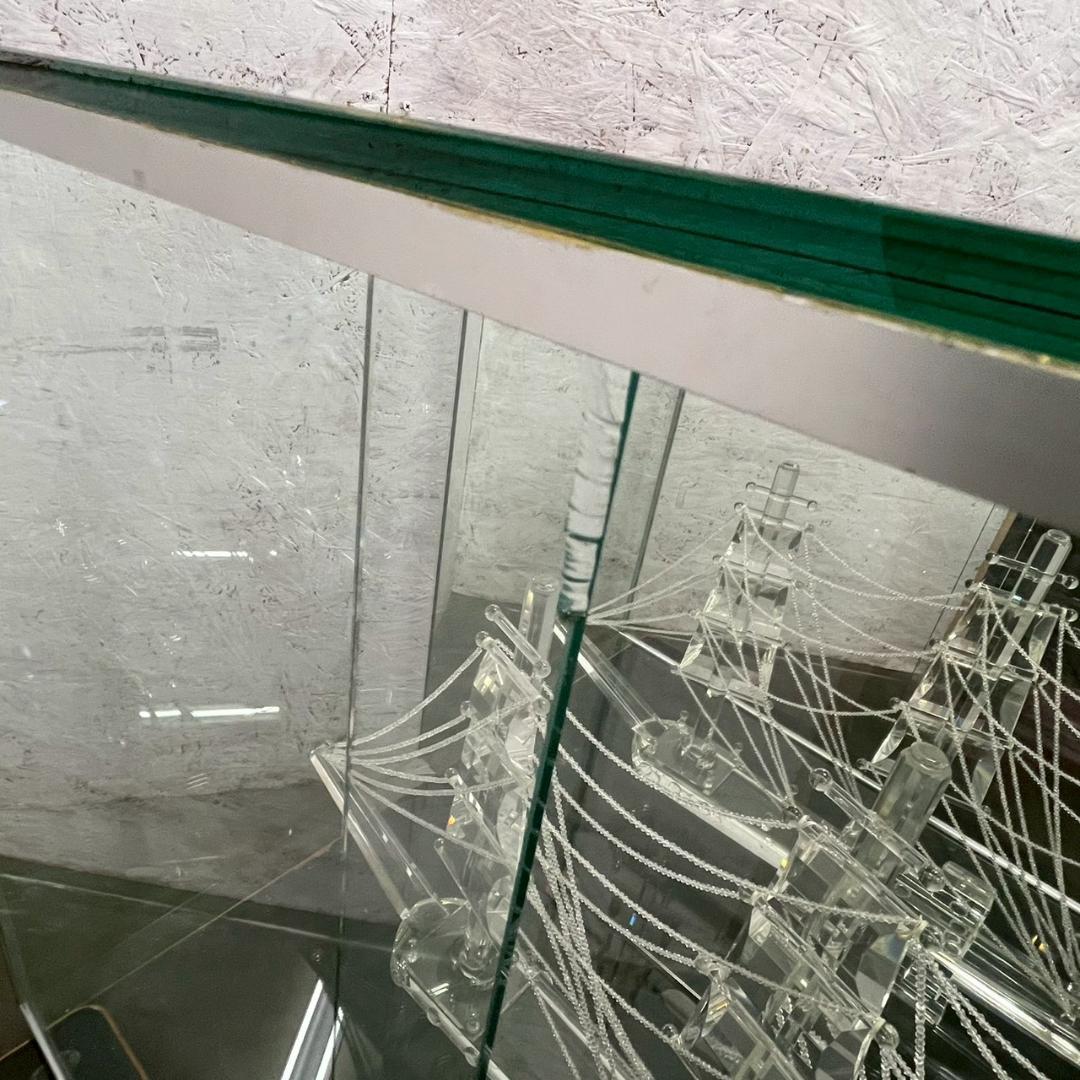 【直接引取限定】 ガラス帆船 ケース付き 置物 模型 オブジェ A1062