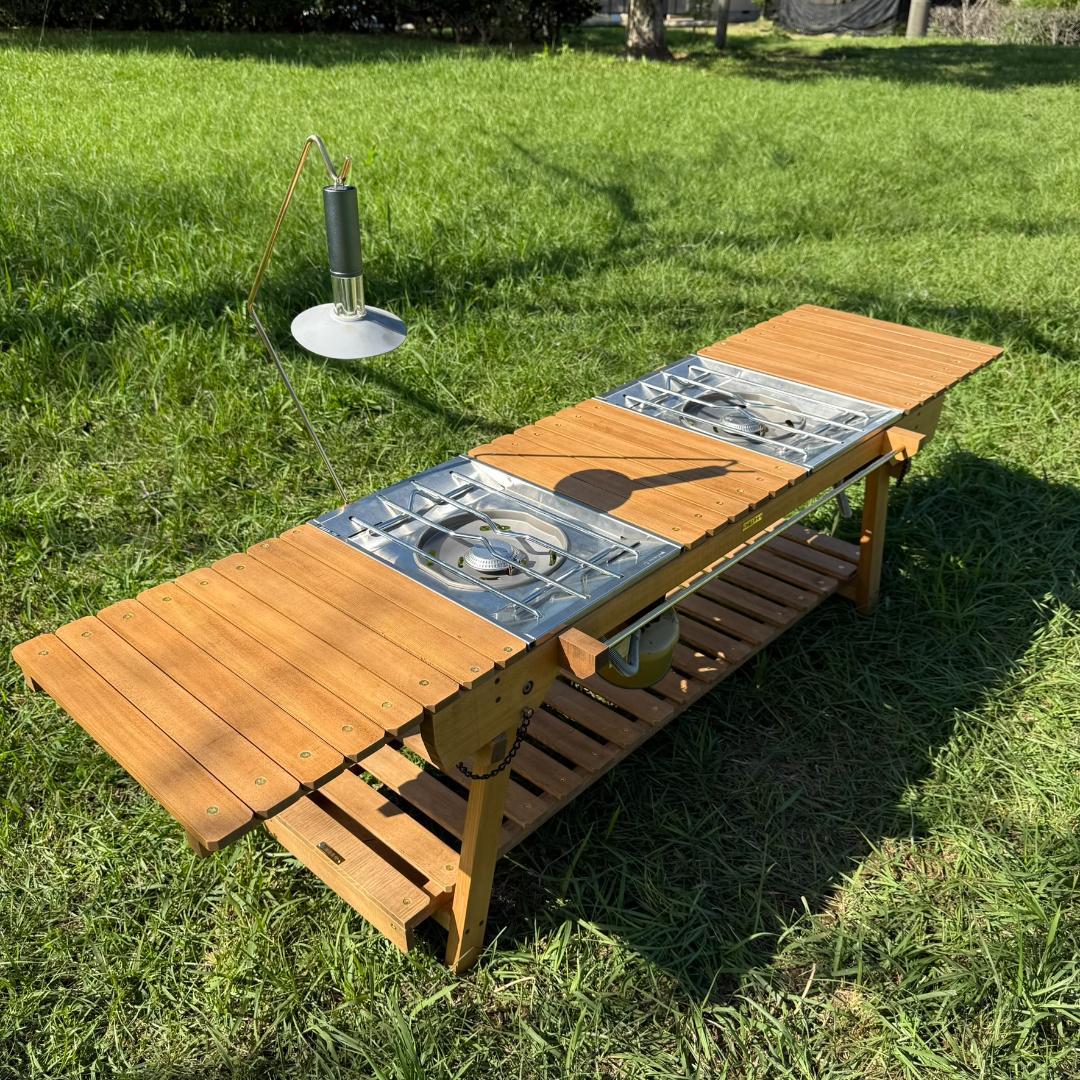 IGT対応 ウッドテーブル ラスティックパイン 真鍮 折たたみ キャンプテーブル