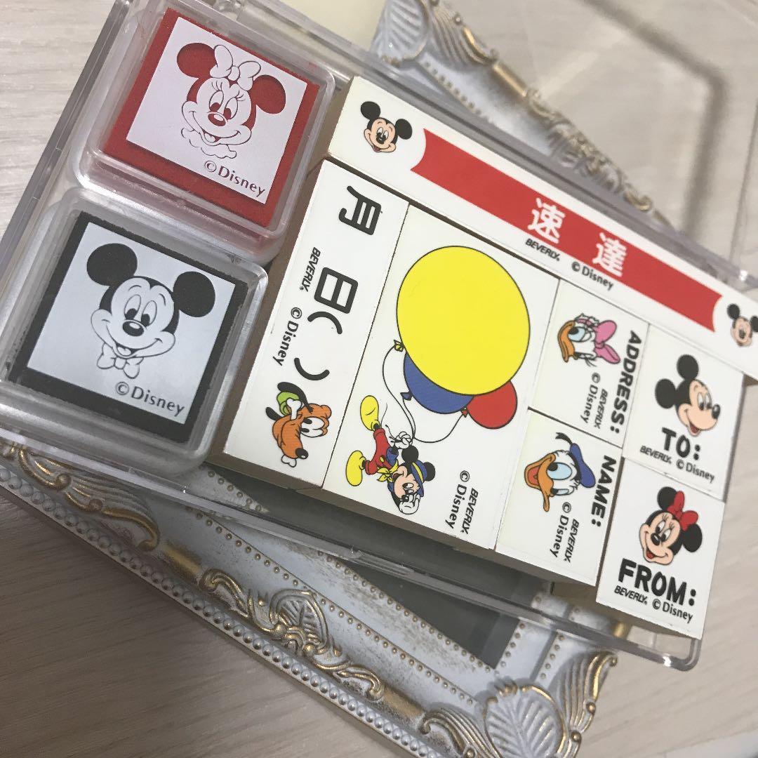 【希少】ディズニー　スタンプ　手紙　郵便　速達　曜日　日付　スタンプ台
