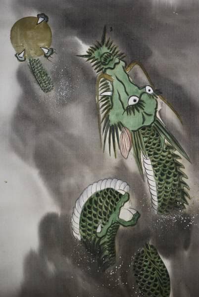 真作/翠堂/昇龍図/桐共箱付/布袋屋掛軸HC-68