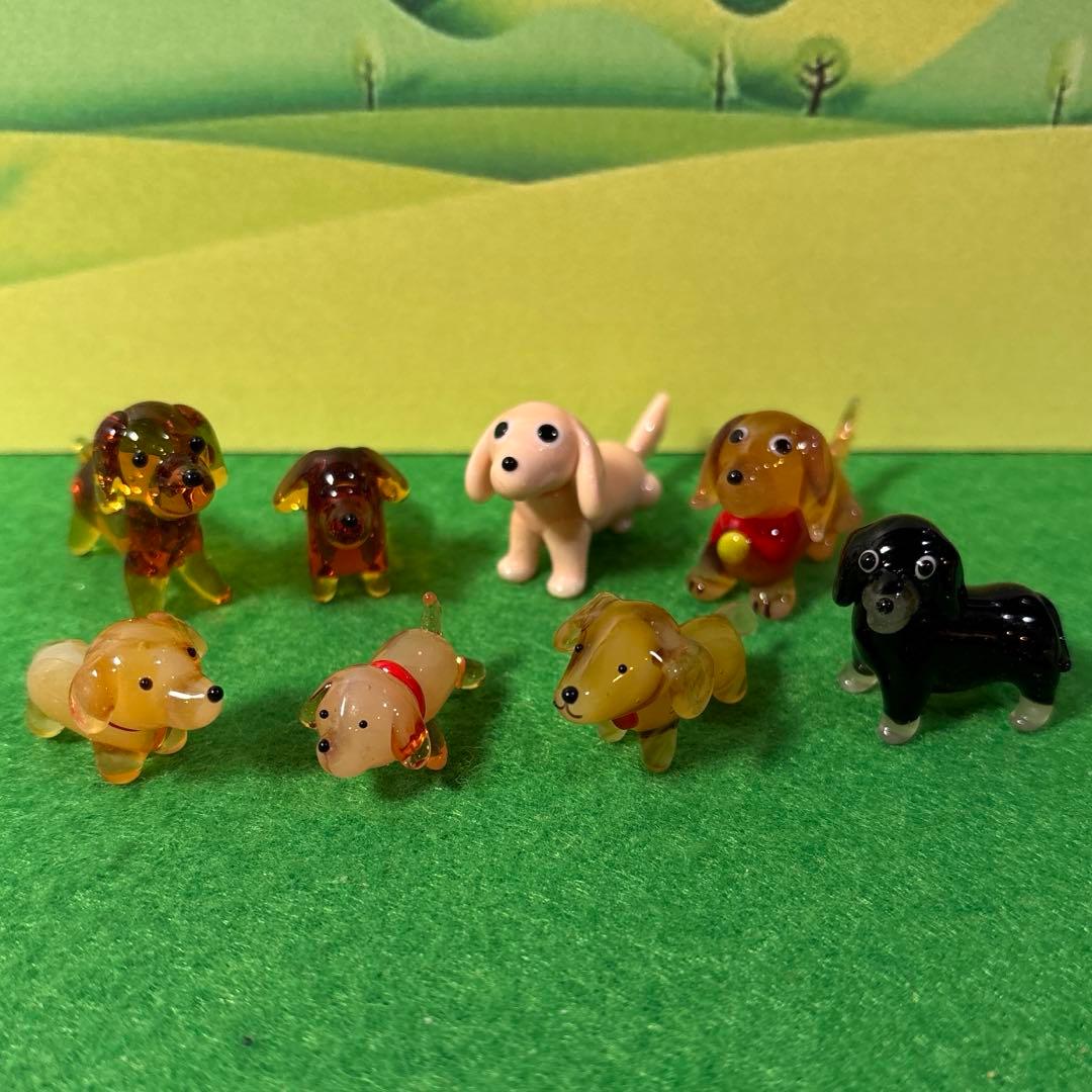 ダックスフンド　ガラス細工　ミニチュア