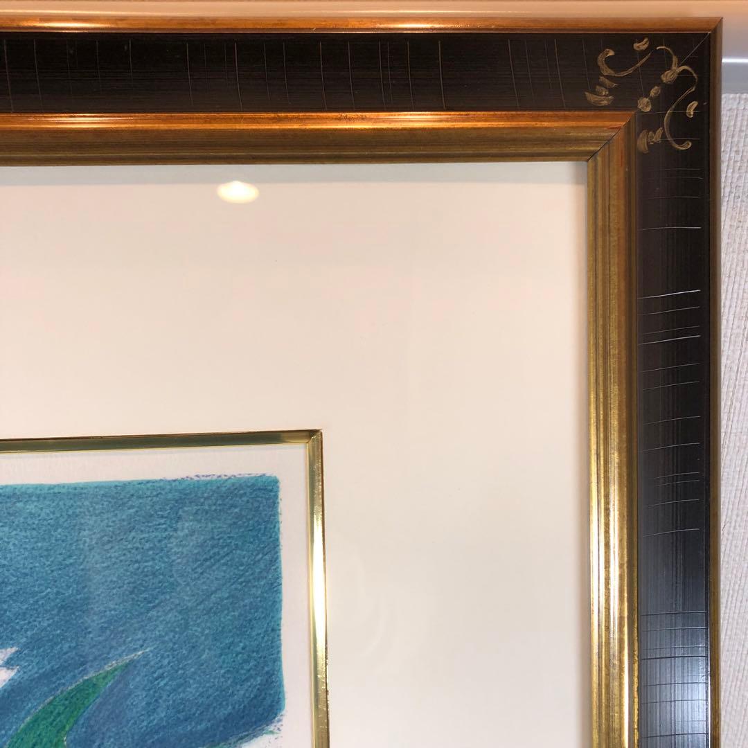 ボンコンパン　「百合の花束」 リトグラフ　作家直筆サイン入り　額縁付絵画　美品