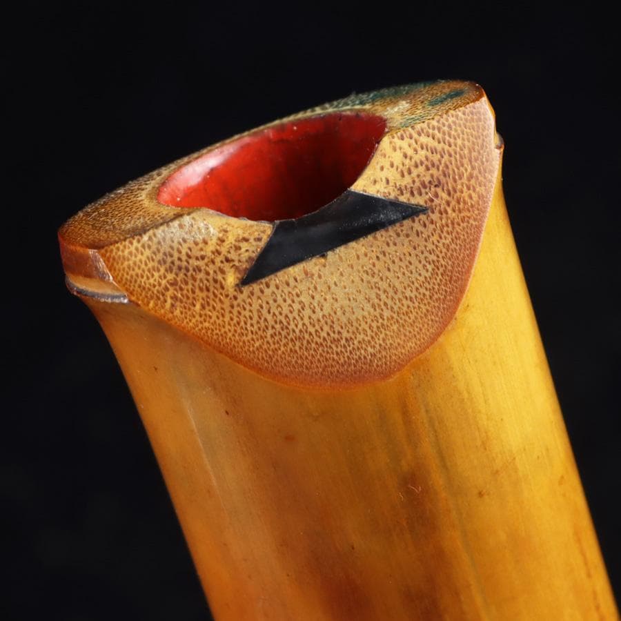 Y3273-3 琴古流 尺八 隆風銘 銀三線 全長48㎝ 竹製 　EE