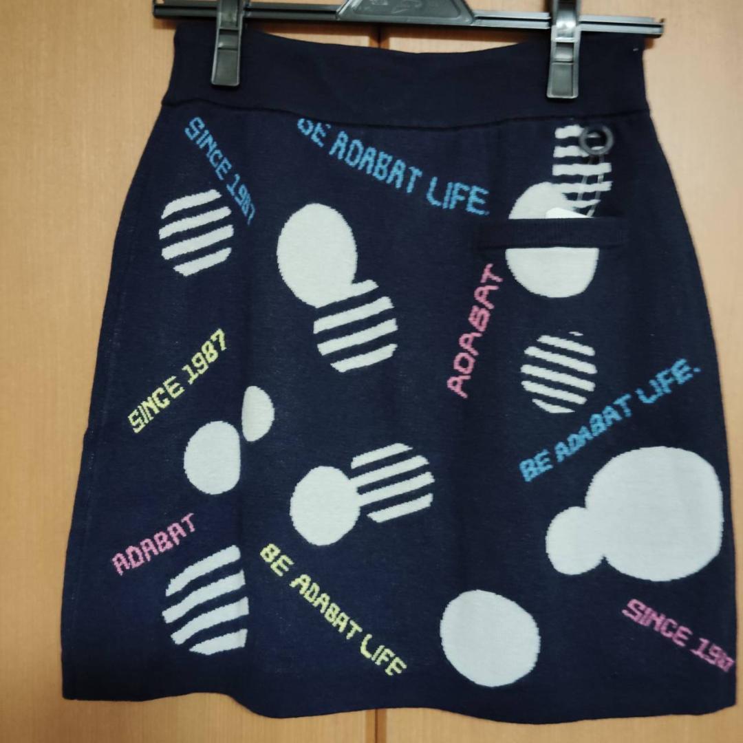 アダバット adabat ニットスカート ロゴ＆ドット 38 M 定価3万