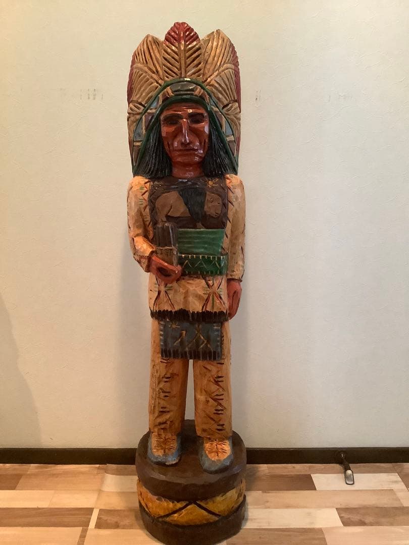 フランク・ギャラガー作ヴィンテージ 120cmシガーストア・インディアン手作り像