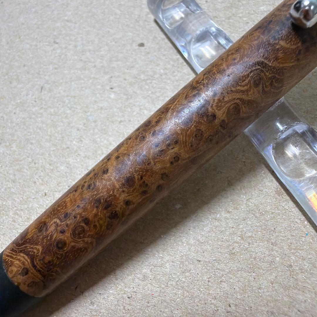 野原工芸 特上チーク瘤 ボールペン 太軸 油性 ノック式 シルバー金具