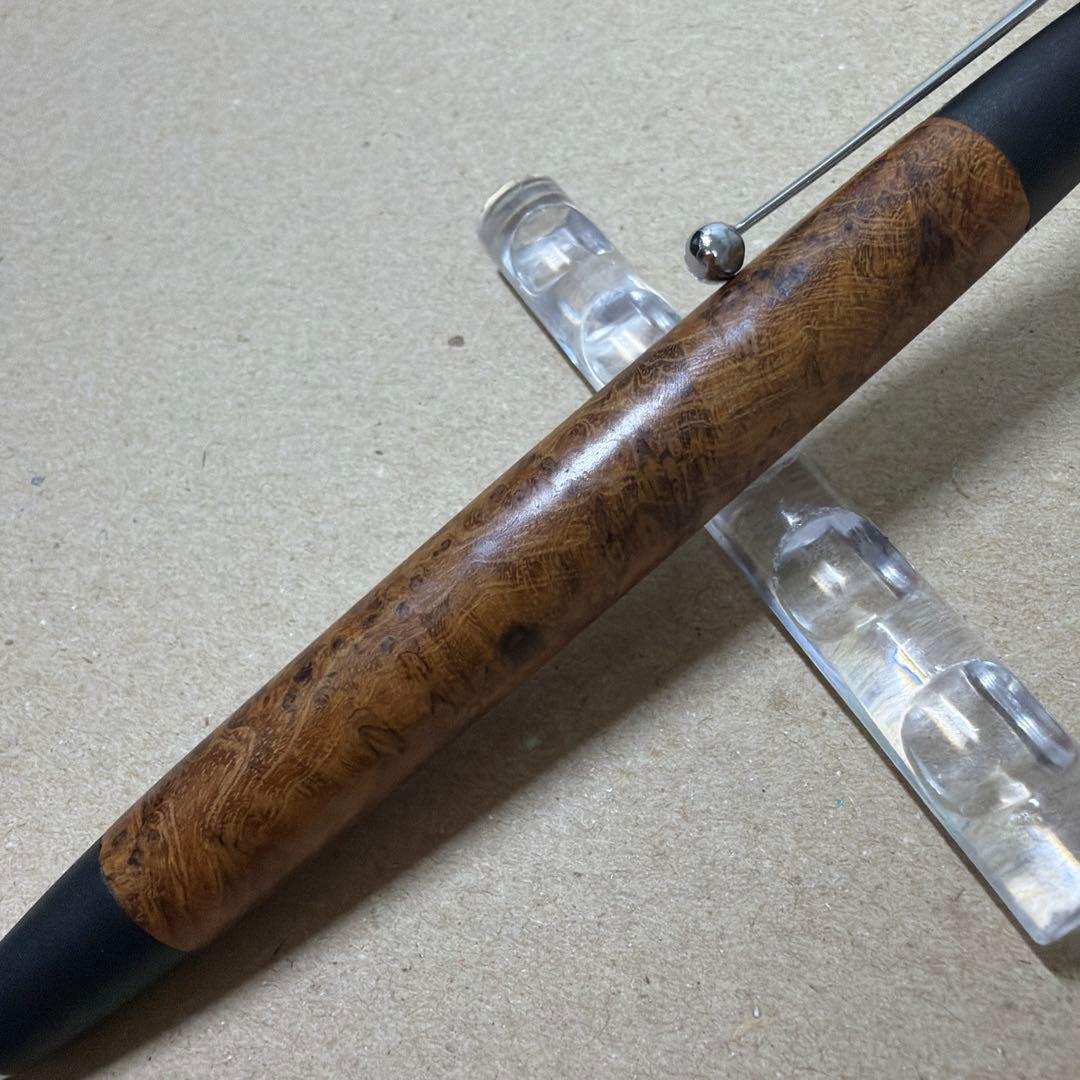 野原工芸 特上チーク瘤 ボールペン 太軸 油性 ノック式 シルバー金具