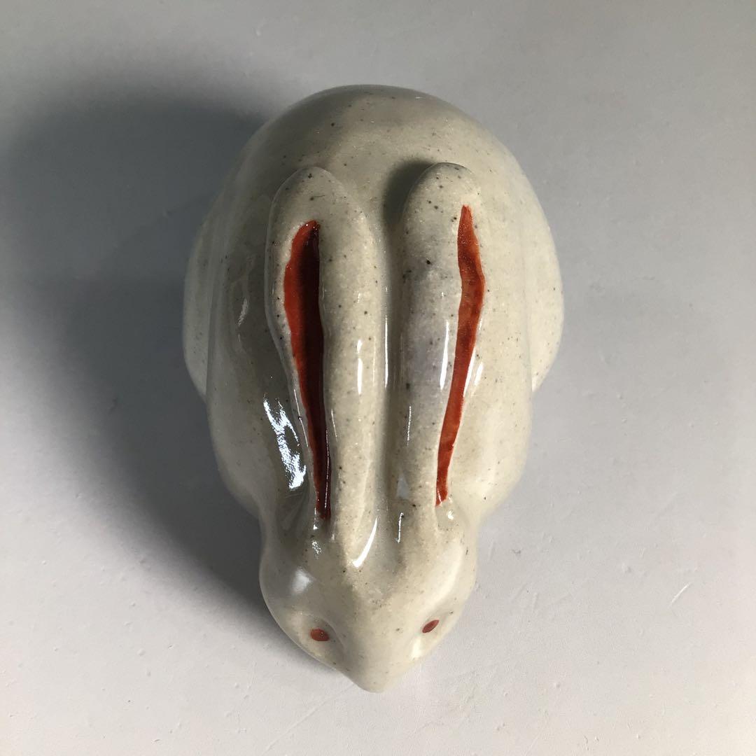 Ｎ２５１　香合　『膳所焼』『陽炎園造』『久田宗也　尋牛斎　箱書』『兎香合』　共箱