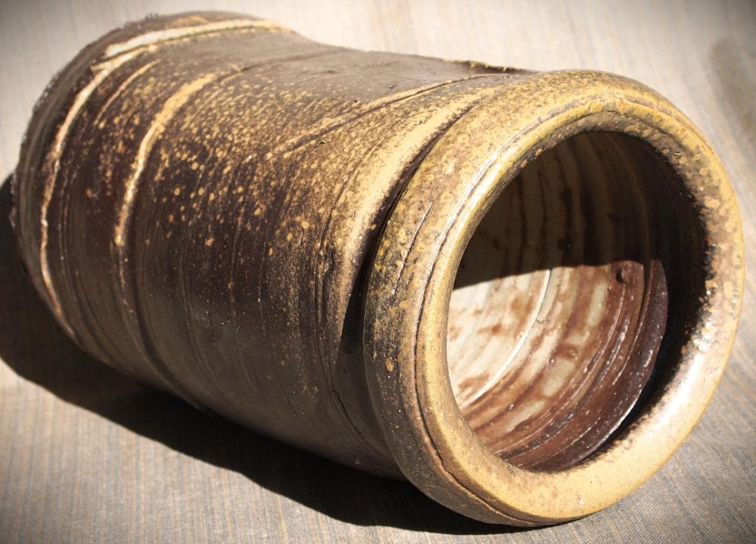 希少作★森陶岳★黒備前花入【寒風】★共箱