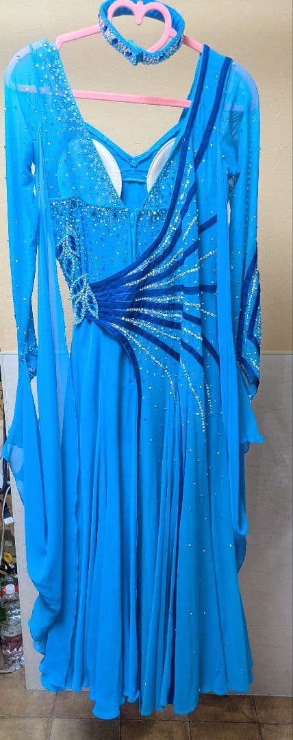 社交ダンス用青色ドレス　Lサイズ