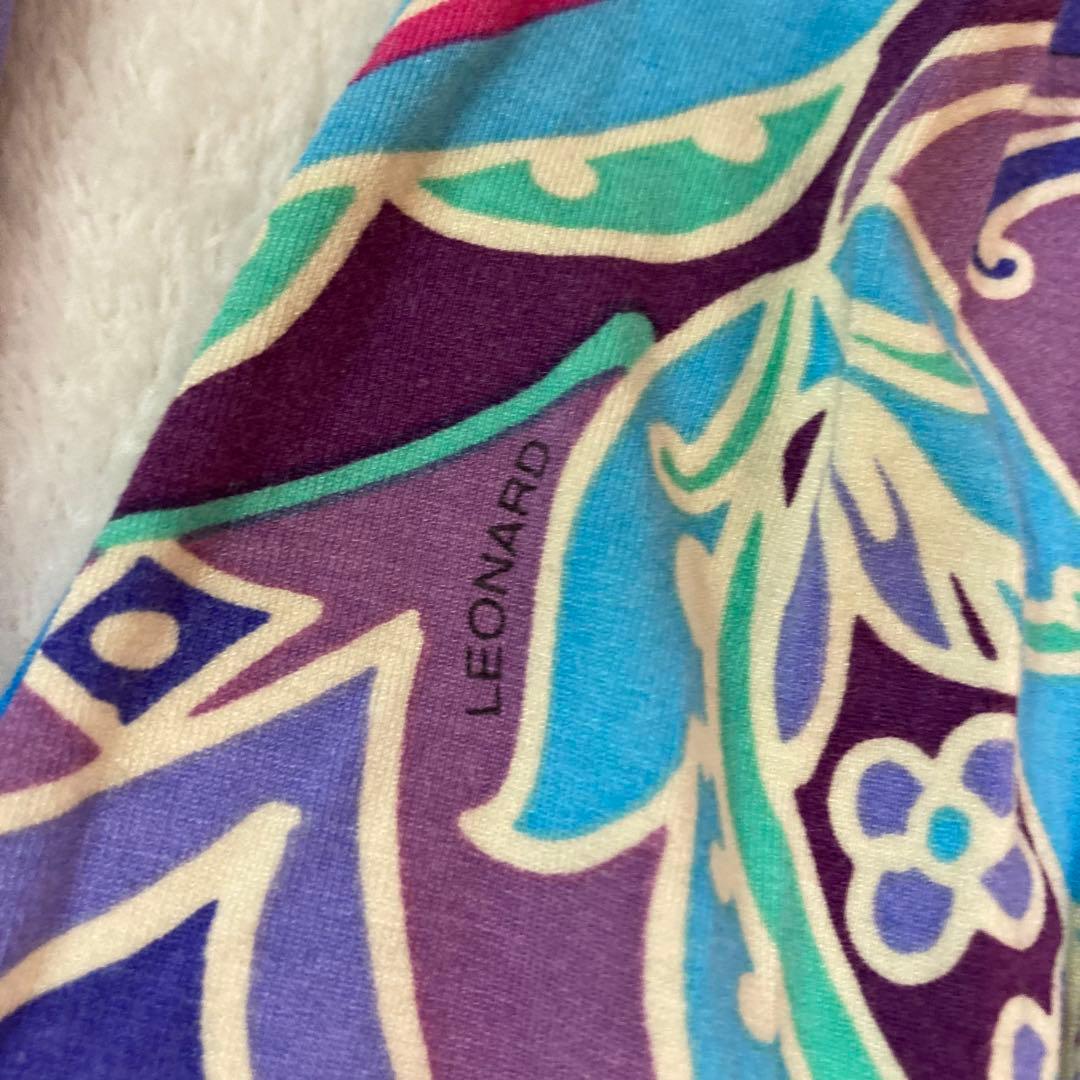 レオナール　ペイズリー　L ハイネック　カットソー　ゴルフ　マルチカラー　伸縮性