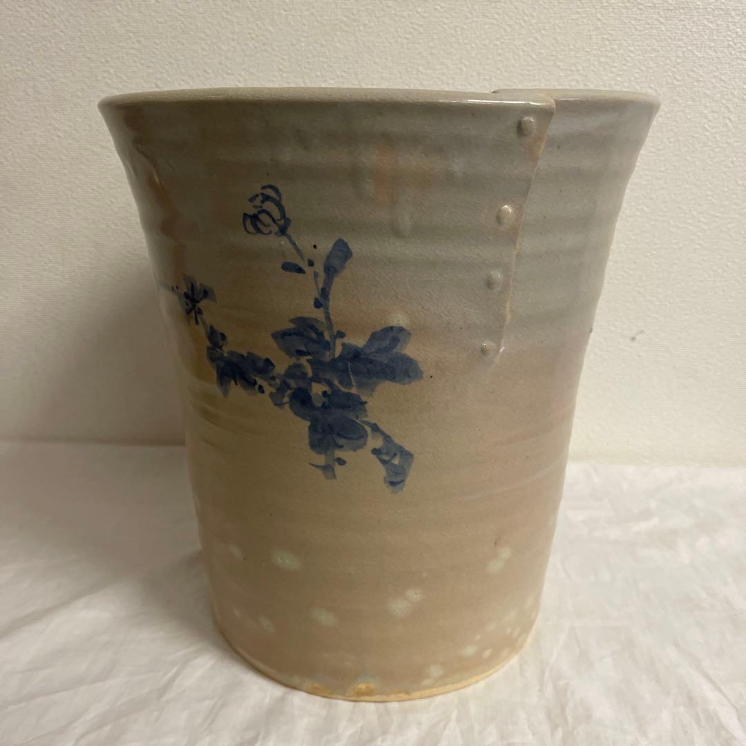 萩焼　玉祖窯　植木華城絵付　手焙り　壱對　長期保管品