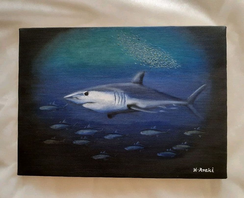 油絵 「サメ」 F4キャンパス