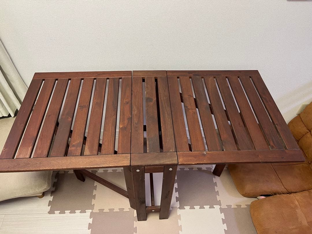 イケアIKEA エップラロー屋外用 折りたたみ木製テーブル ダークブラウン