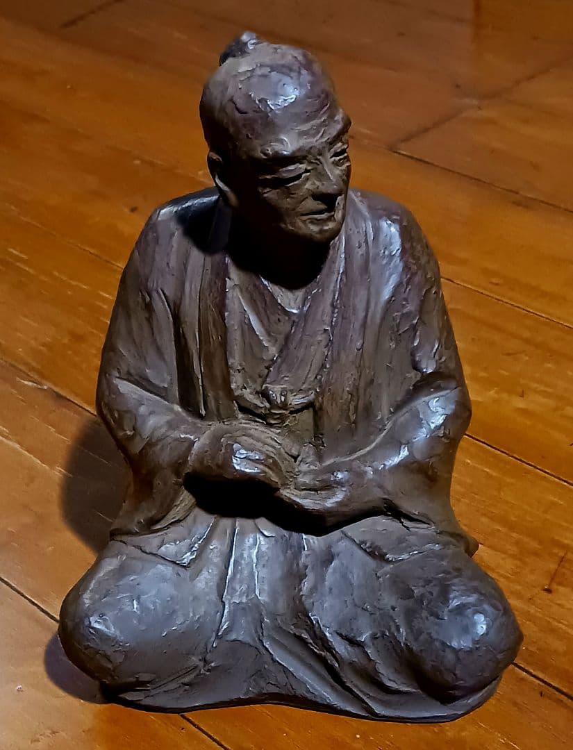 細井平洲銅像 高さ22cm 共箱付 片岡静観作 希少オブジェ