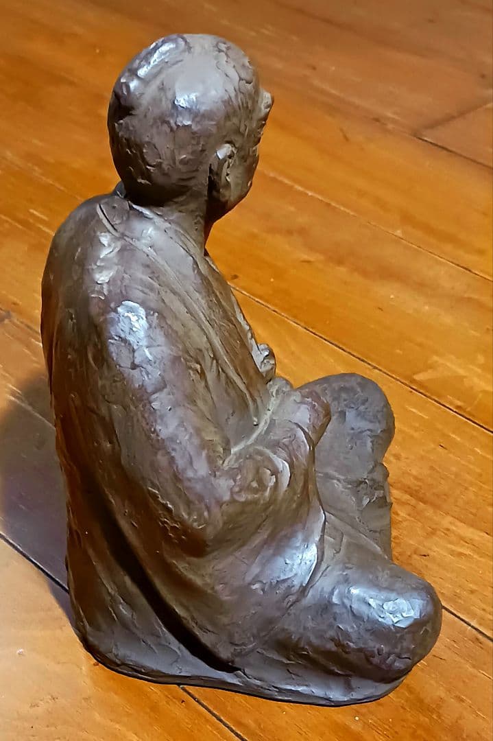 細井平洲銅像 高さ22cm 共箱付 片岡静観作 希少オブジェ
