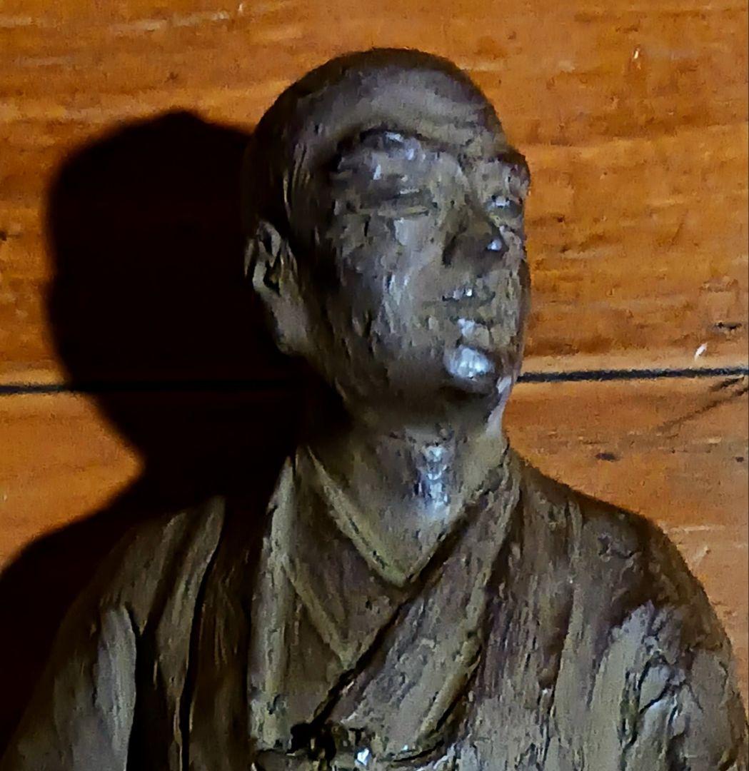 細井平洲銅像 高さ22cm 共箱付 片岡静観作 希少オブジェ