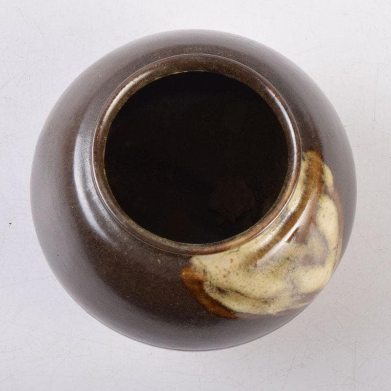 茶道具　膳所焼　淡海ぜぜ　平茶入　仕覆付　宗達極書付箱　M　8488