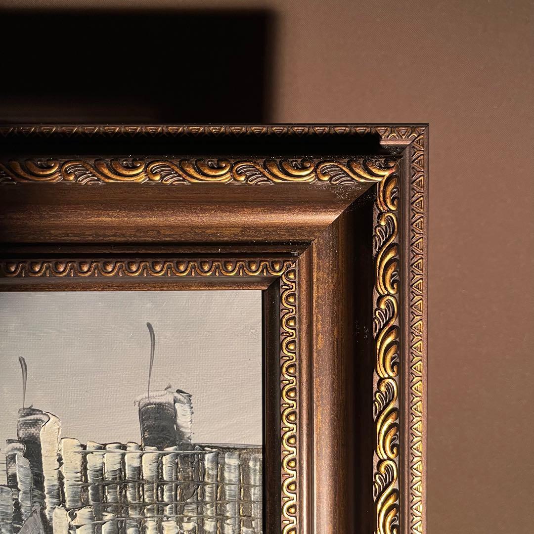 手書き油絵 パリの風景 凱旋門 額付き インテリア 油彩画