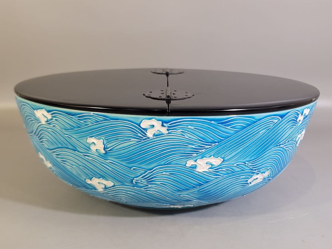 DT570 茶道具 中村翠嵐造 コウチ波頭水指 共箱 美品