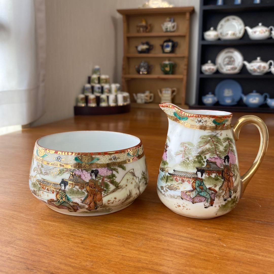 希少　オールドノリタケ　シュガーボウル 急須　英国里帰り品　人気の着物絵　芸者