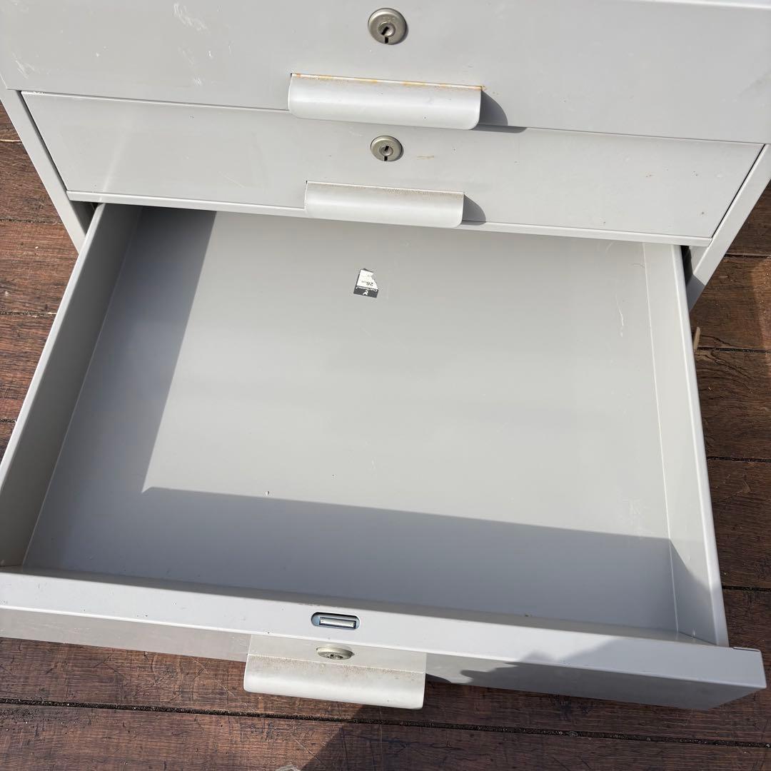 A4 昭和レトロ 3段 スチールキャビネット 書類棚 デスクワゴン 事務用品