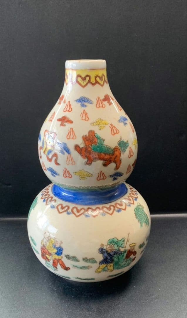 ひょうたん 陶器製 大清康熙年製 中国 唐物 壺 花瓶 骨董 アンティーク