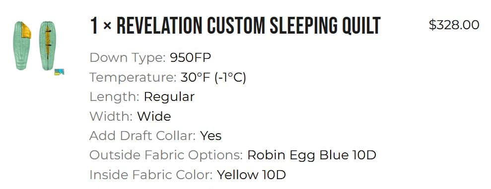 アウトドア寝具 Enlightened Equipment Revelation Custom