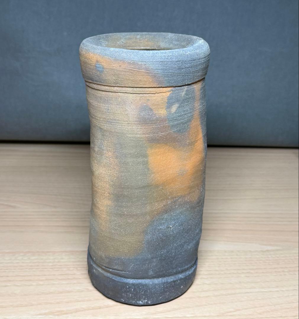 丹波焼 石田陶春 筒型 花入 花器 華道 茶道 共箱 #1021004