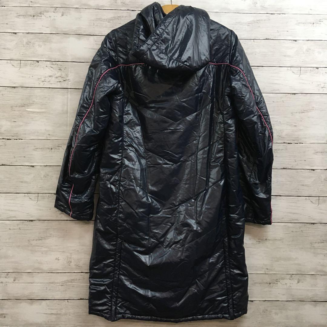 adidas 中綿コート ベンチコートレディース LL ツヤありネイビー