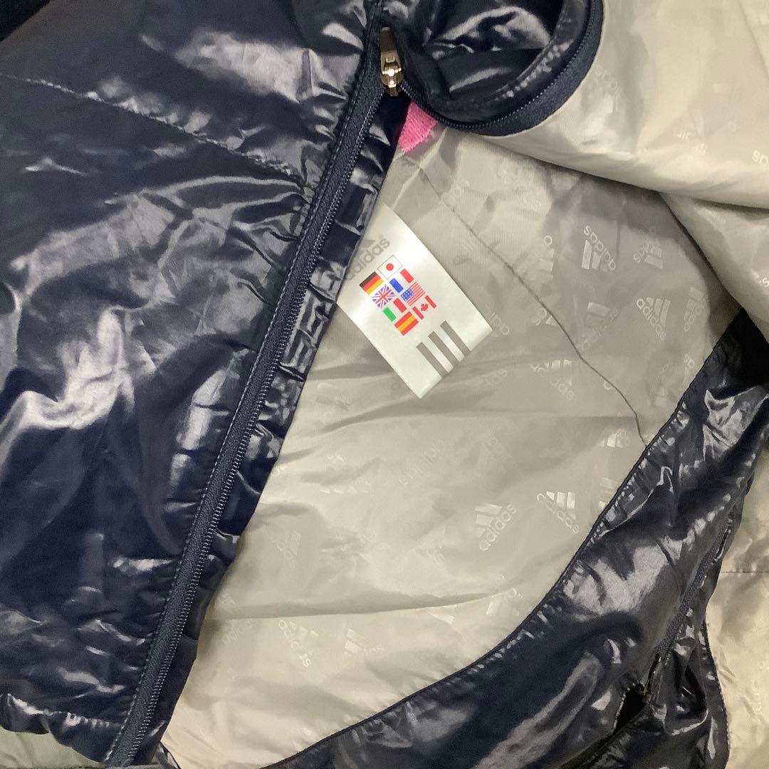 adidas 中綿コート ベンチコートレディース LL ツヤありネイビー