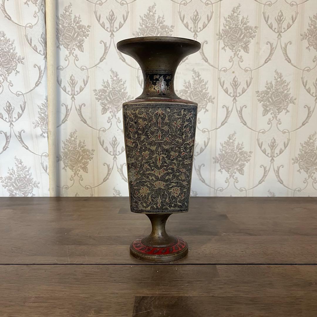 【アンティーク】真鍮製？ 花瓶 花器 花入 オブジェ 古道具 古美術 骨董品