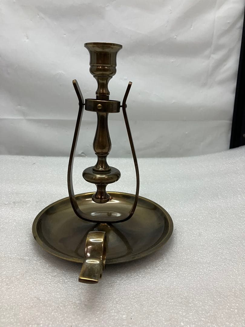 アンティーク キャンドルスタンド 真鍮製 可動式燭台 手持ち ロウソク立