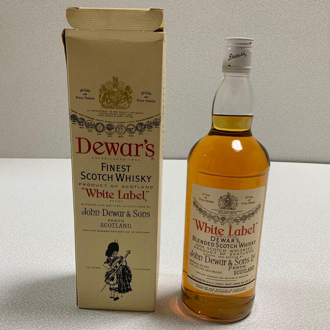 ★未開栓 デュワーズ ホワイトラベル ウイスキー 旧ボトル 黒紋章 白キャップ