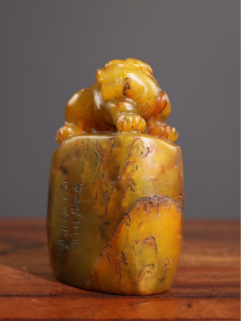 珍品 田黄石印鑑　瑞獣　貔貅（ひきゅう）