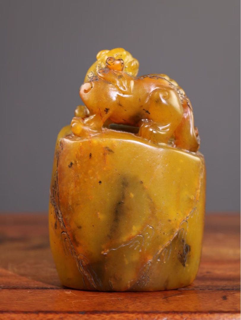 珍品 田黄石印鑑　瑞獣　貔貅（ひきゅう）