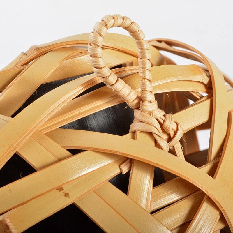 茶道具　日展作家　白石白雲斎作　古竹細工　花籠　掛花生　共箱　V　R4423