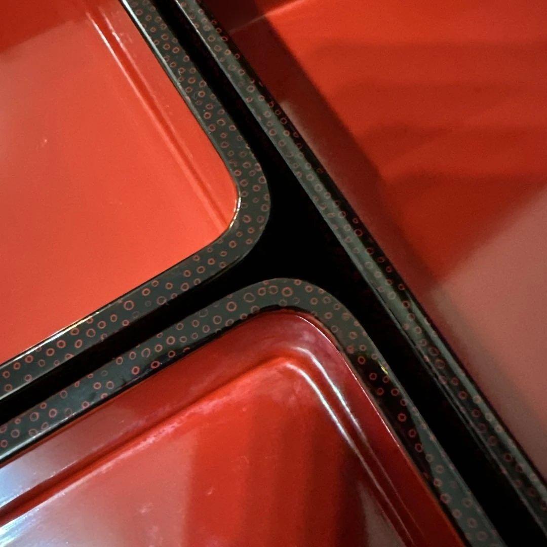 津軽塗　七々子塗　6寸　三段重箱　美品