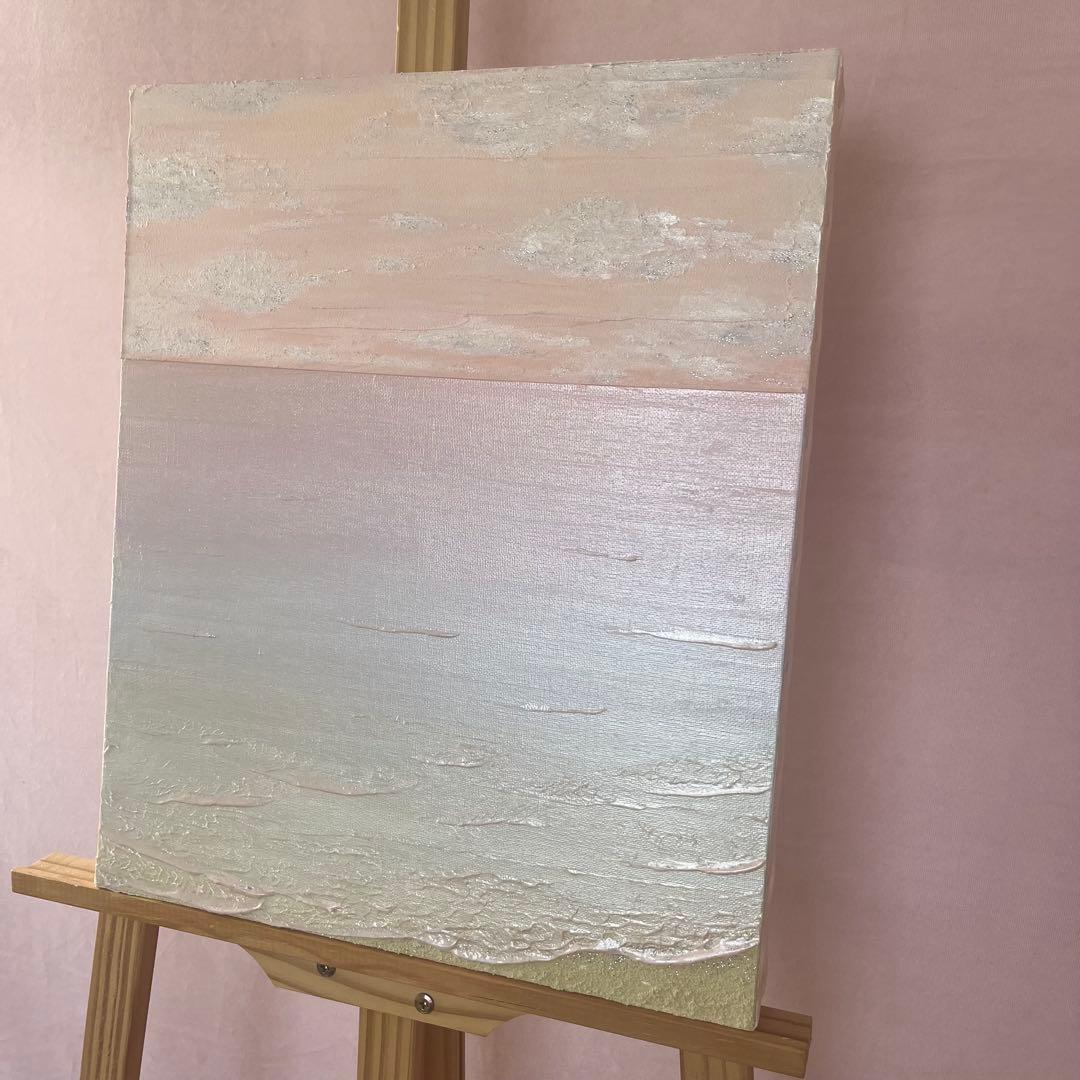 ピンクインテリア 海の風景 テクスチャーアート 海の絵 海 海アート