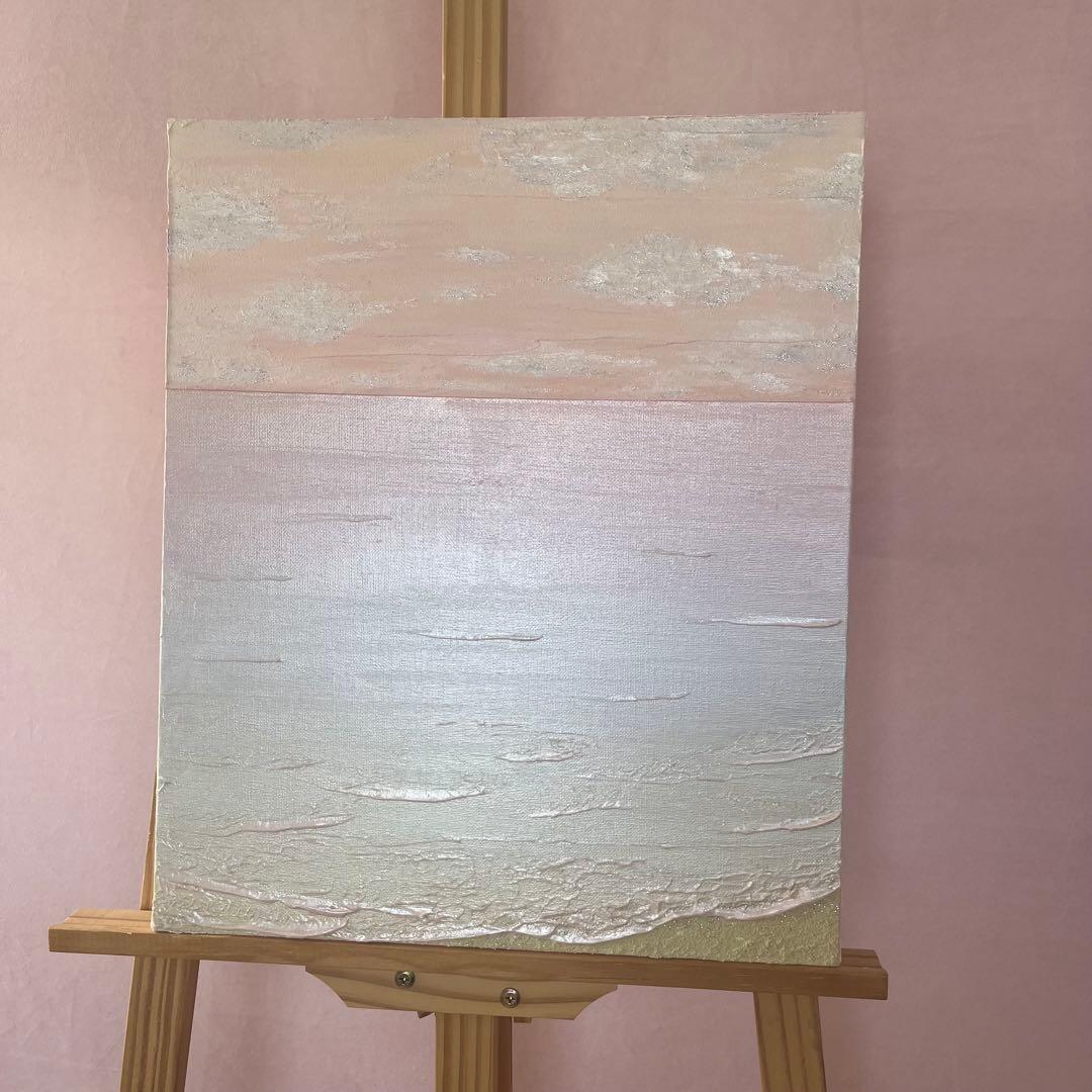 ピンクインテリア 海の風景 テクスチャーアート 海の絵 海 海アート