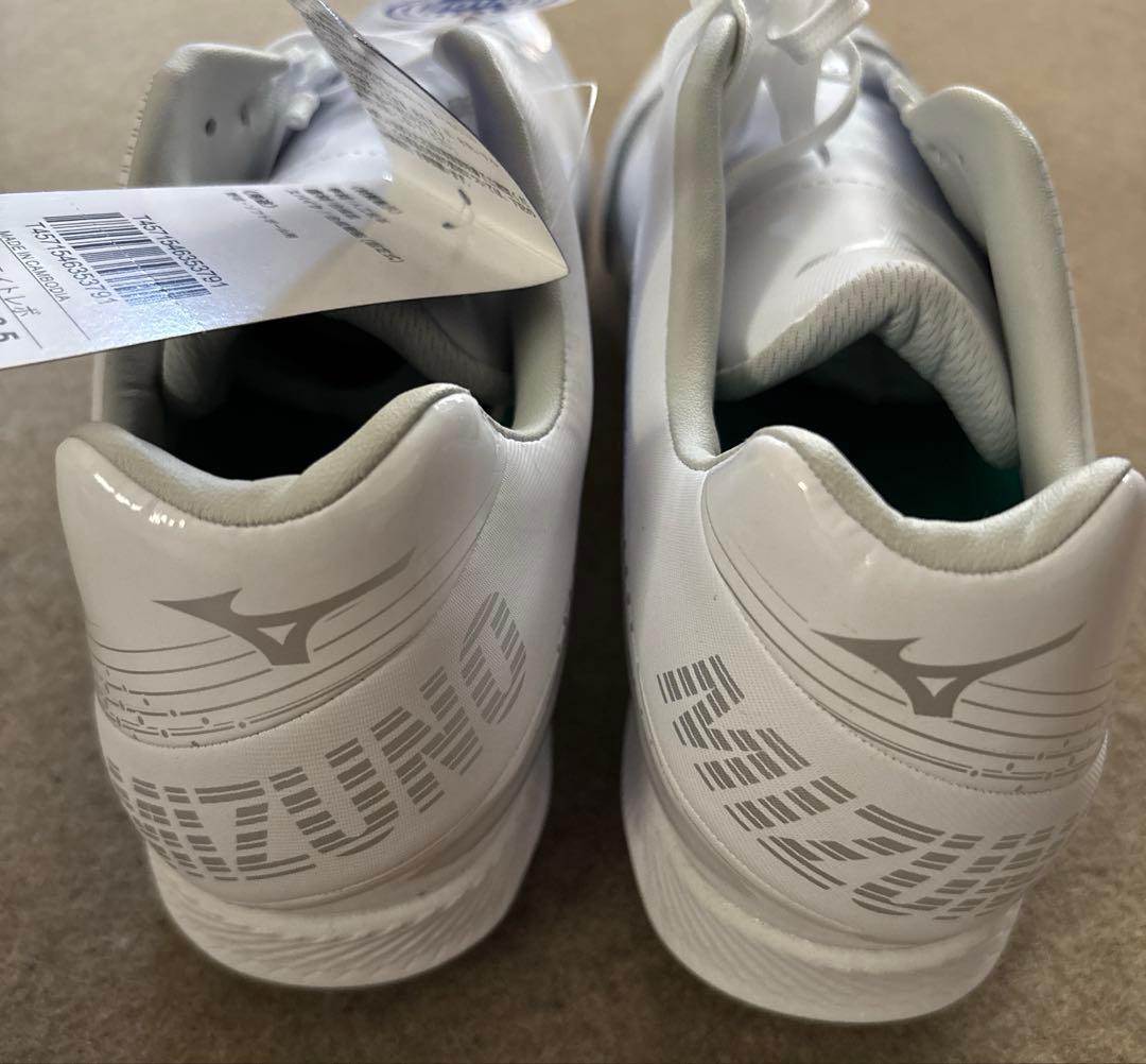 新品未使用！MIZUNO 野球ホワイトスパイク28.5cm【右P革付き】