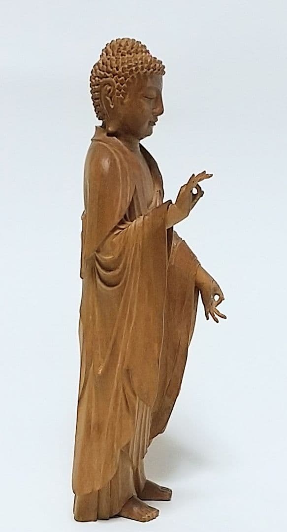 阿弥陀如来立像 5寸 像のみ #662 ◆白檀 木彫 仏像